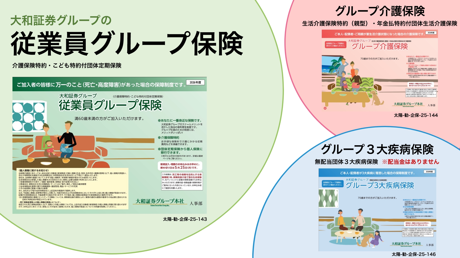 従業員グループ保険・グループ介護保険・グループ3大疾病保険の概要